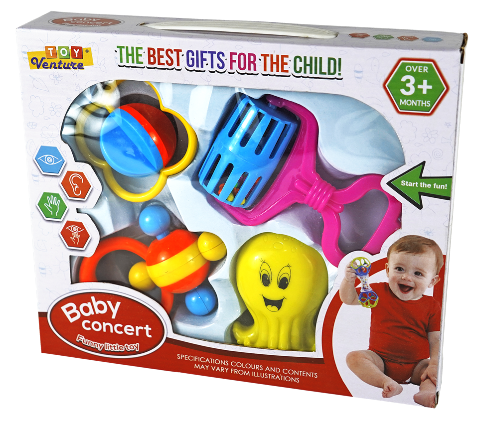 4 Pcs Rattle Set Box – Safe & Colorful Baby Toy Set for Newborns