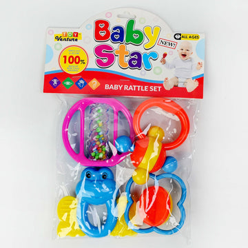 4 Pcs Rattle Set – Safe & Colorful Baby Toy for Newborns - Toy Venture