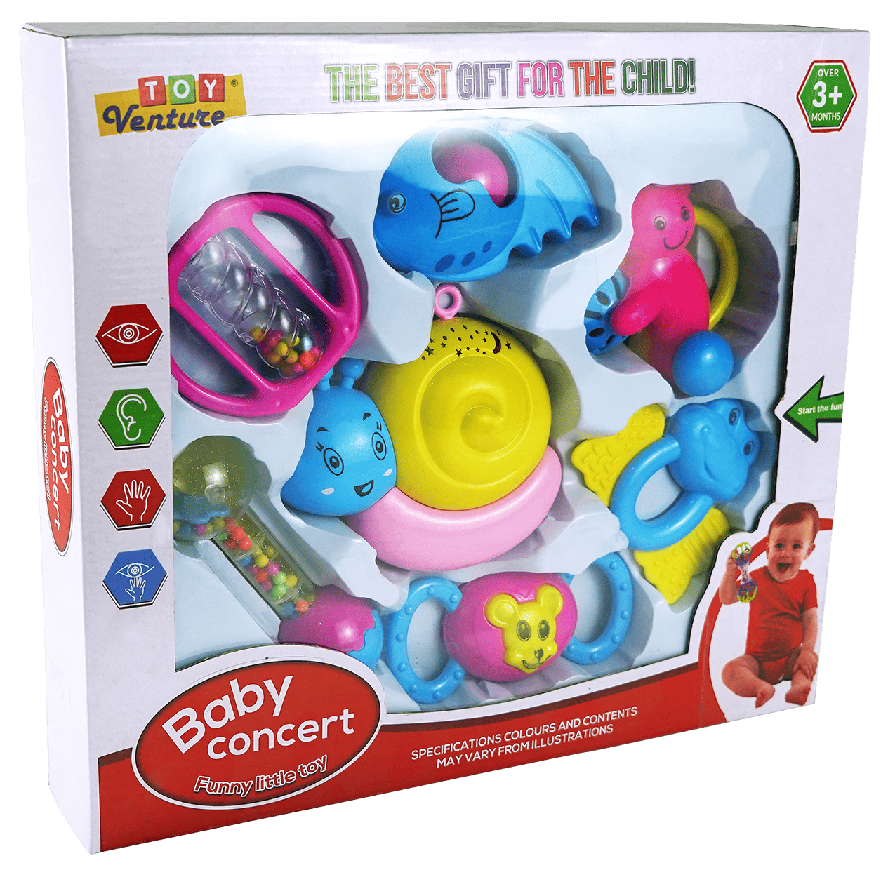 7 Pcs Rattle Set Box – Musical Baby Toy Set for Newborns - Toy Venture