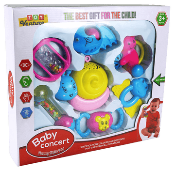 7 Pcs Rattle Set Box – Musical Baby Toy Set for Newborns - Toy Venture
