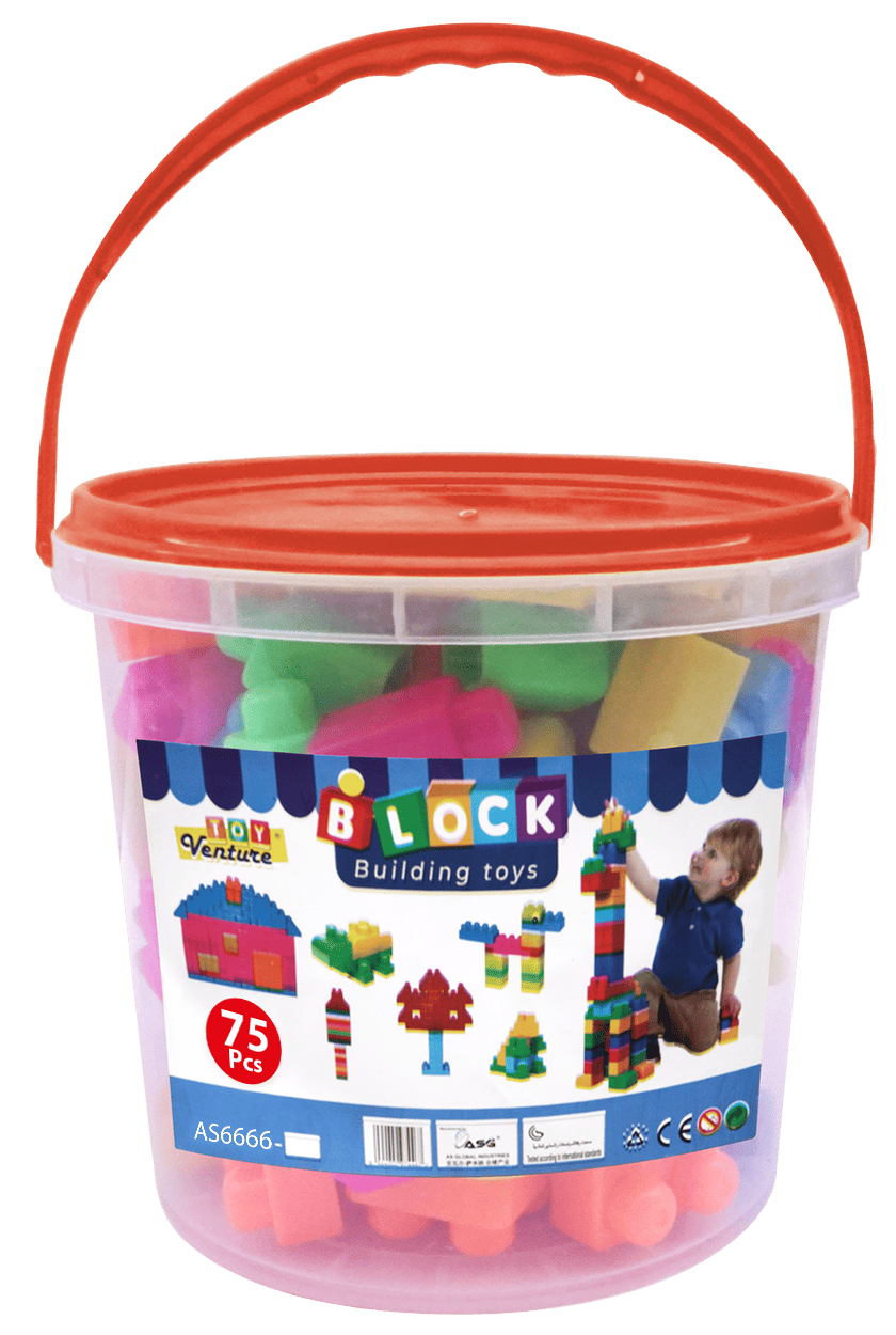 75 Pcs Building Block Bucket – Educational Construction Toy Set for Kids - Toy Venture