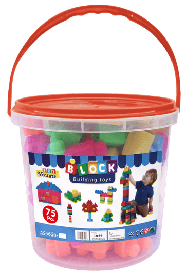 75 Pcs Building Block Bucket – Educational Construction Toy Set for Kids - Toy Venture