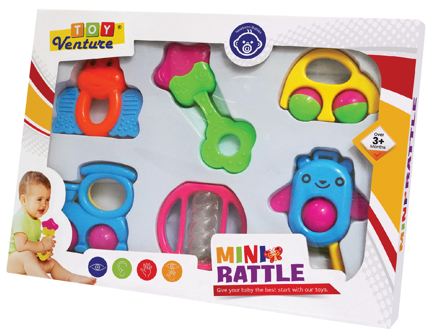 6 Pcs Mini Rattle Set Box – Colorful Rattles for Newborns