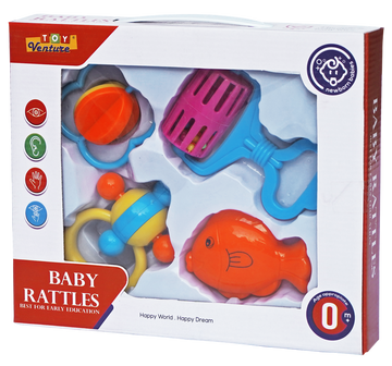 4 Pcs Rattle Set Box – Safe & Colorful Baby Toy Set for Newborns