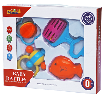 4 Pcs Rattle Set Box – Safe & Colorful Baby Toy Set for Newborns
