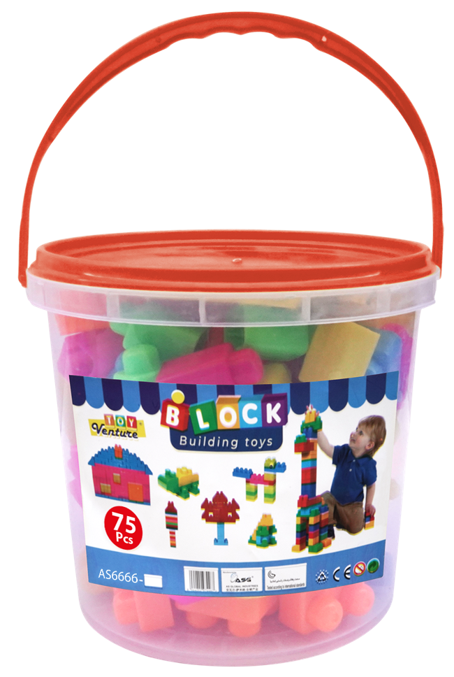 75 Pcs Building Block Bucket – Educational Construction Toy Set for Kids