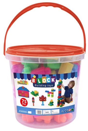 75 Pcs Building Block Bucket – Educational Construction Toy Set for Kids