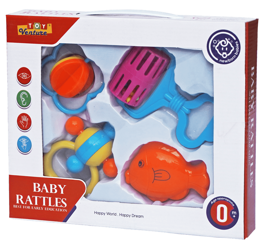 Baby Rattles – 4 - Piece Early Education Sensory Playset - Toy Venture