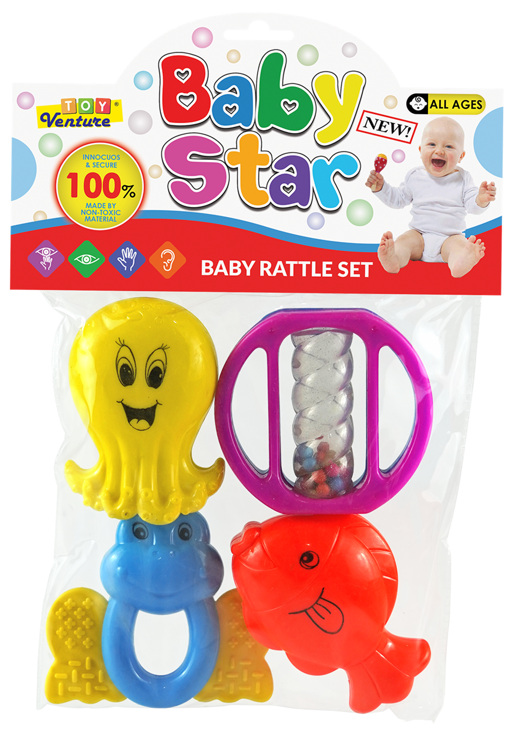 Baby Star – Colorful Baby Rattle Set (4 - Piece) - Toy Venture