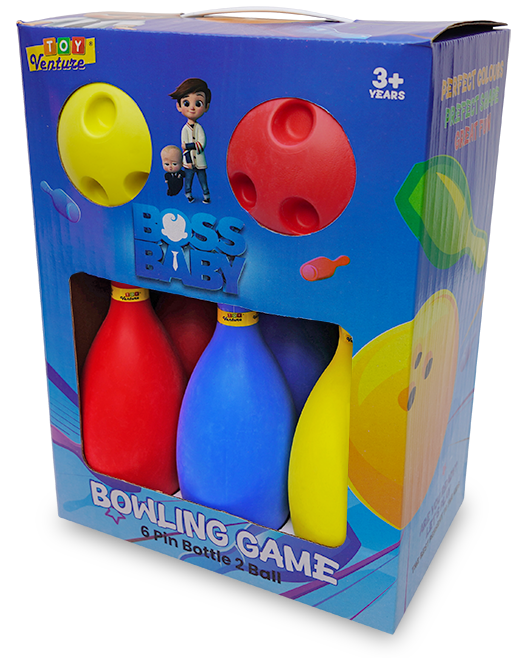 Boss Baby Bowling Game – 6 Pins & 2 Balls Playset - Toy Venture