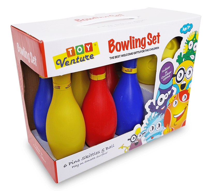 Bowling Set – 6 Pins & 1 Ball Indoor/Outdoor Play Game - Toy Venture