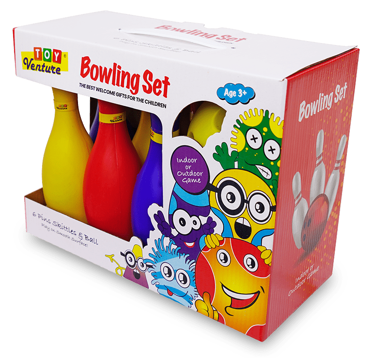 Bowling Set – 6 Pins & 1 Ball Indoor/Outdoor Play Game - Toy Venture