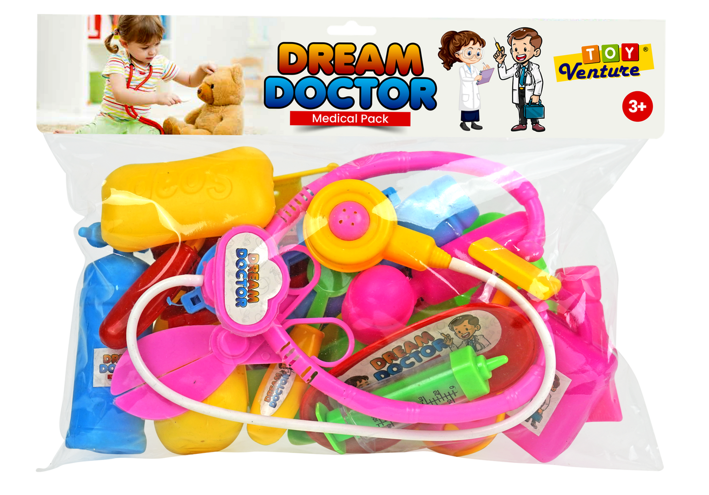Dream Doctor Set PVC Pouch – Portable Medical Playset for Kids - Toy Venture