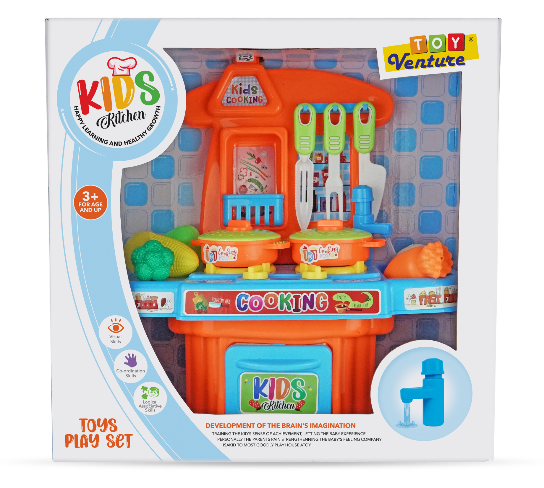 Kids Kitchen Set Box – Pretend Play Cooking Toy for Kids - Toy Venture