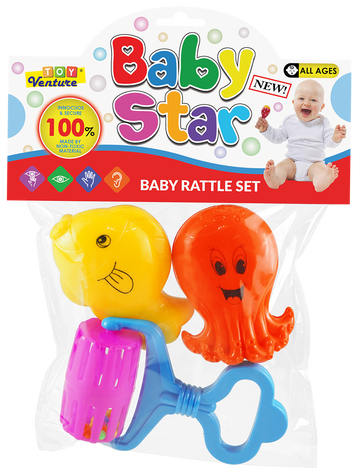 3 Pcs Rattle Set PVC – Safe & Colorful Baby Toy Set for Newborns