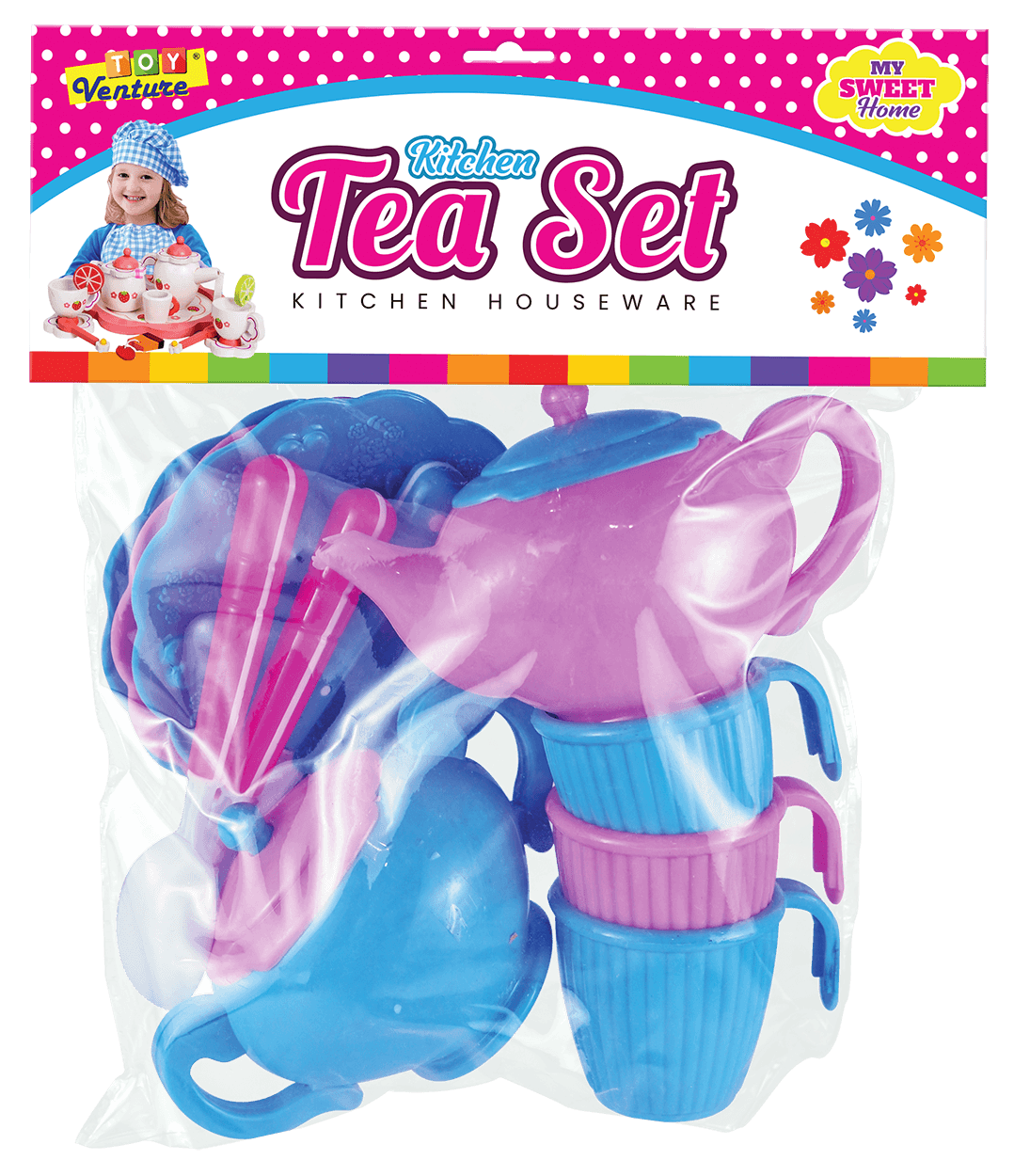 Tea Set (Pink & Blue) – Cute Pretend Tea Party Toy for Kids - Toy Venture